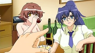 Brother gets seduced by his busty step-sister and her friend