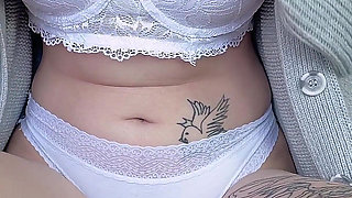 Orgasm in a White Bra and White Panties