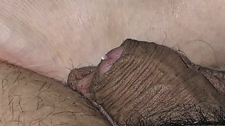 Step mom foot hitting step son cock and handjob