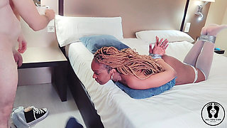 Naughty Ebony Maid Caught When She Was Using a Dildo