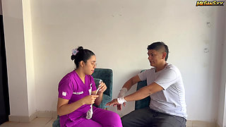 BIG ASS NURSE FUCKS HER PATIENT WHEN THE DOCTOR LEAVES.