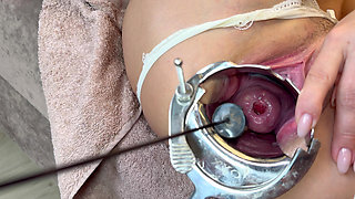 Stretching My Cervix with Small Stallion Dildo