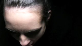 Ponytailed Brunette Sucks at Train Station