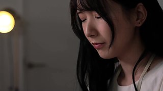 Japanese teen An Himeno in black lingerie sucking dick