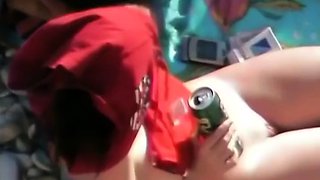Spooning position on the beach (aunt and lover)