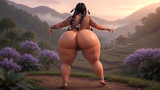 Curvy Indigenous Tribal BBW Strips & Shows Massive Tits in Sunset Village