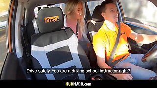 Big-Tits Blonde Ditches Taxi for Nick Rosss Car