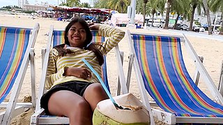 Cute Thai teen big dick in petite pussy