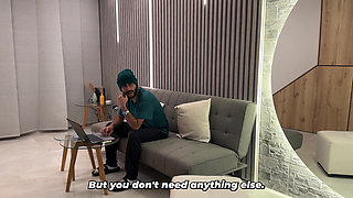 Big Tits Brunette MILF Helps Her Stepbrother-in-law Masturbate When His Wife Is Not There