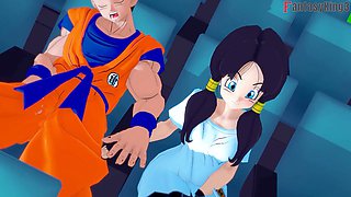 Android eighteen in a bikini getting down in this anime adventure