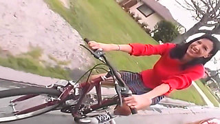 Sultry Brunette Spreads Wide and Rides Throbbing Cock Wildly