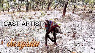 Village duo ,luvs railing, gargling, spreading vag on BIG BLACK COCK cougar doll ,after farm work