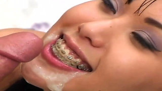 Horny Brunette Sucks and Fucks Outdoors Dripping Cum Everywhere