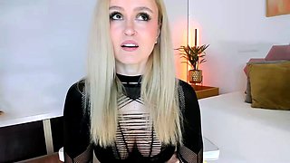 Glamour babe with big boobs masturbates in lingerie