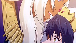 Titan dominates bride in bed after erotic anime feast