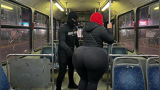 Big Ass Girl in Pink Leggings on the Bus Strips to Pink Thong