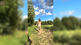 Wild Naked Fox Girl in Park: Body Inspection & Risky Masturbation
