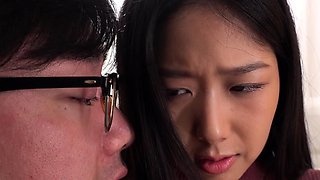 Two asian foot fetish school girl tease a cock