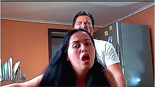 Chicas Calientes - Fucking My Stepmom In The Kitchen Topless And Moaning Loudly