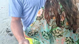 Blowjob on Beach and Cumshot on Tits