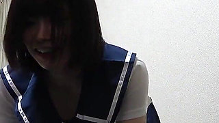 Short Student Uniform, Mini Skirt, Thong Panties and Socks, Skinny and Big Ass Serious Japanese Girl Cleaning Apartment