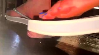 Mistress Gaia flip flop cock crushing