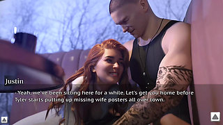 The Stepmother Is Holding a Handsome Neighbor Close and Kissing Him Deeply