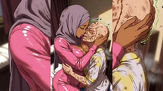 Hijabi Muslim Babes Degraded & Ravaged by Ugly Fat Dirty Old Men - Squeezed, Kissed, Fucked Hard Part 2