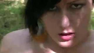 French Brunette Fucks Stepbrother Outdoors