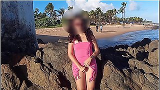 Flashing My Tits And Pussy On The Beach And Past Strangers Cock