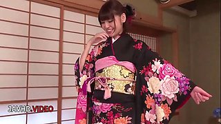 Naughty Japanese Kimono Clad Woman Fucked Hard and Creampied With Passion