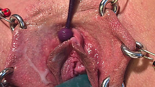 Dripping Creampie Orgasm of My Pierced Pussy