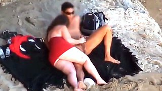 Chubby Niece devours cock on the beach