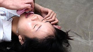 Asian teen schoolgirl fucked with her sock in her mouth 