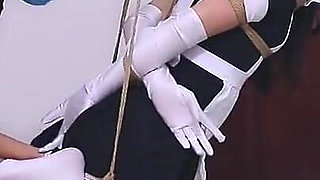 Whh02 - a Chinese Girl Wearing White Stockings and Blindfolded, Bound by Ropes Vibrates to Orgasm