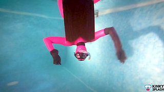 Slippery Latex Slut's Deep Pool Diving Tease