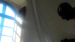 Latex-clad babe in high heels gets fucked rough by her man.