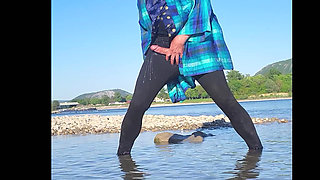 three times cum on the beach