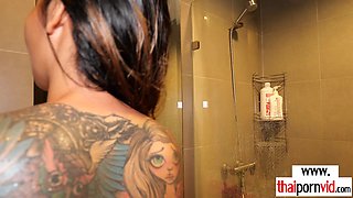 Thai 18-year-old showering a taking a large cock