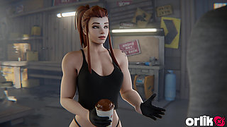 Brigitte Big Black Gym Trainer Stretches Her Tight Holes - Training Session Gone Wild Overwatch 3D