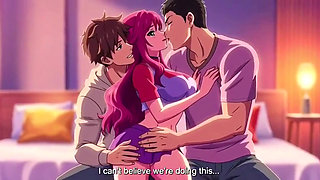Step brother catches step sister fucking with boyfriend and joins them Threesome