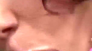 Brunette babe swallows the hot cum after getting slammed