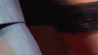 Beautiful ebony babe banged by a big white cock