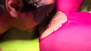 Masked girl, rough group sex gagging