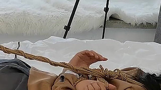 Black Stockings Beauty's Rope Bondage, Pig Binding, Tickling Feet