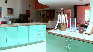 Kitchen Counter Is Close Enough - Brunettes Undress Each Other Right There