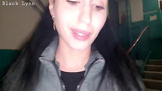 Smoking Hentai Girlfriend Sucks Off Black Lynn on Stairs