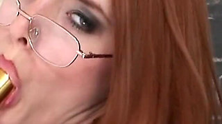 I Hunt My Cunt - Redhead Student with Glasses Denisa Heaven Masturbates