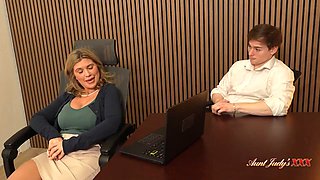 42-Year-Old Busty TS Boss MILF Andie Anderson Pounds Anthony Pierce in Wild Office Creampie
