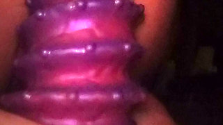 Slack hole whore fucks monster dildo